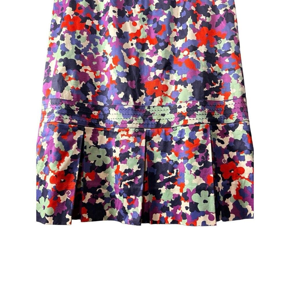 Tory Burch Berdine Floral Dress Size 8 Fit Flare Cotton Sweetheart - Picture 7 of 9